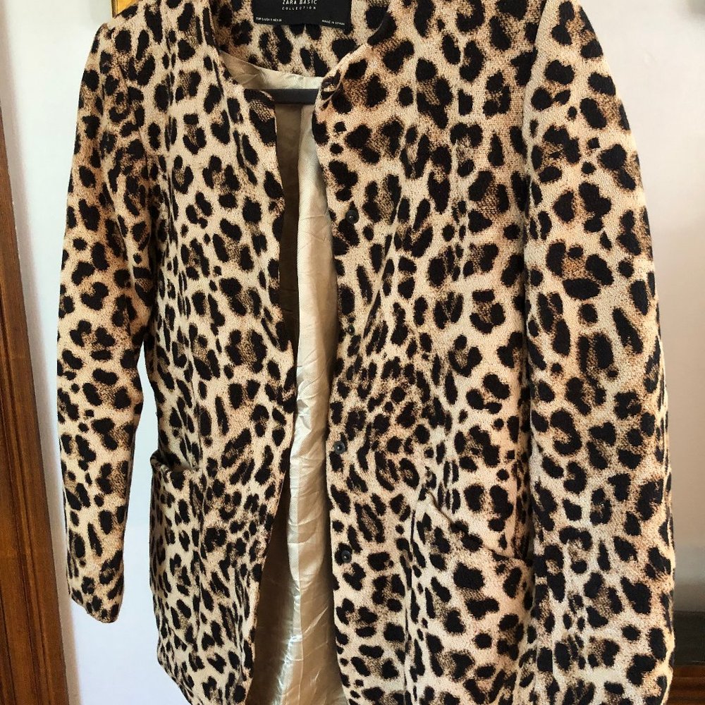 Cotton blend leopard print coat Zara lined